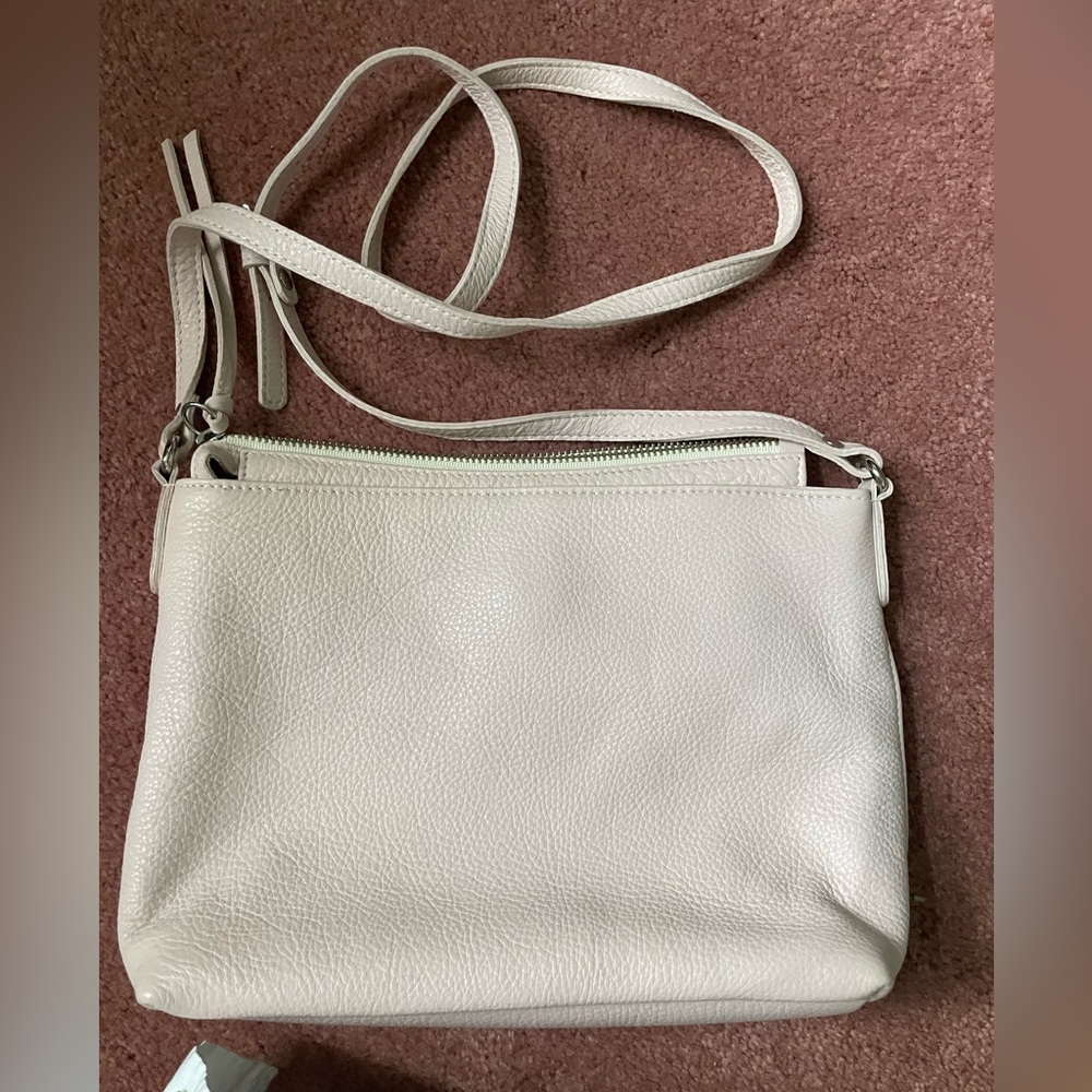 White Pebbled Leather Cross body Bag
